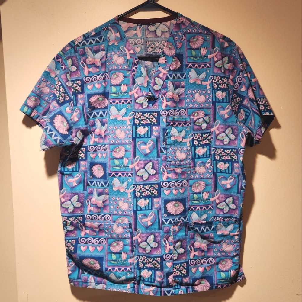 Womens Breast Cancer Awareness Scrub Top